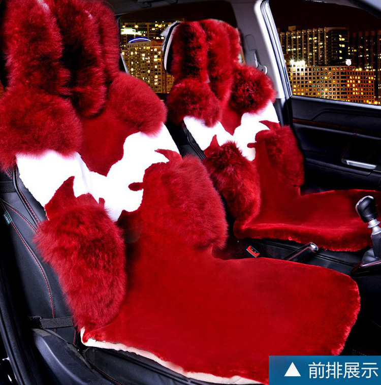 1Piece Front Australia Wool Car Seat Cover Winter Pulvinis Flower Genuine Fur Cushions Pads Plush Mats