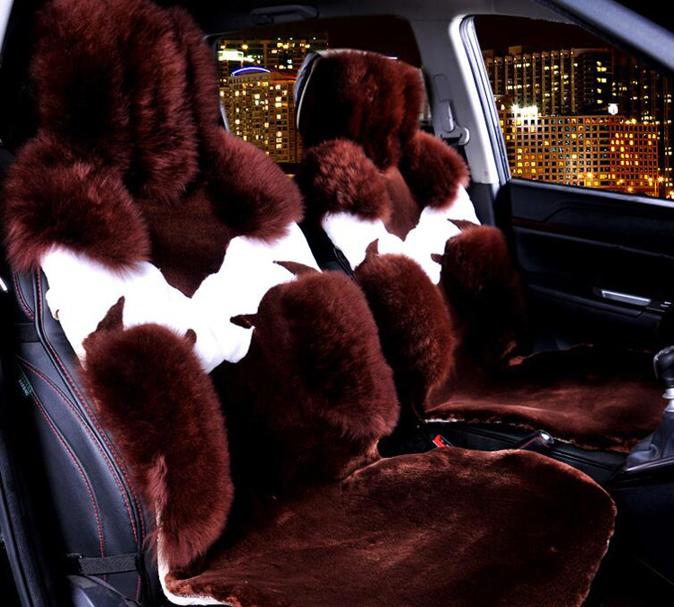 4pcs Australia Wool Car Seat Cover Winter Pulvinis Flower Genuine Fur Cushions Pads Plush Mats