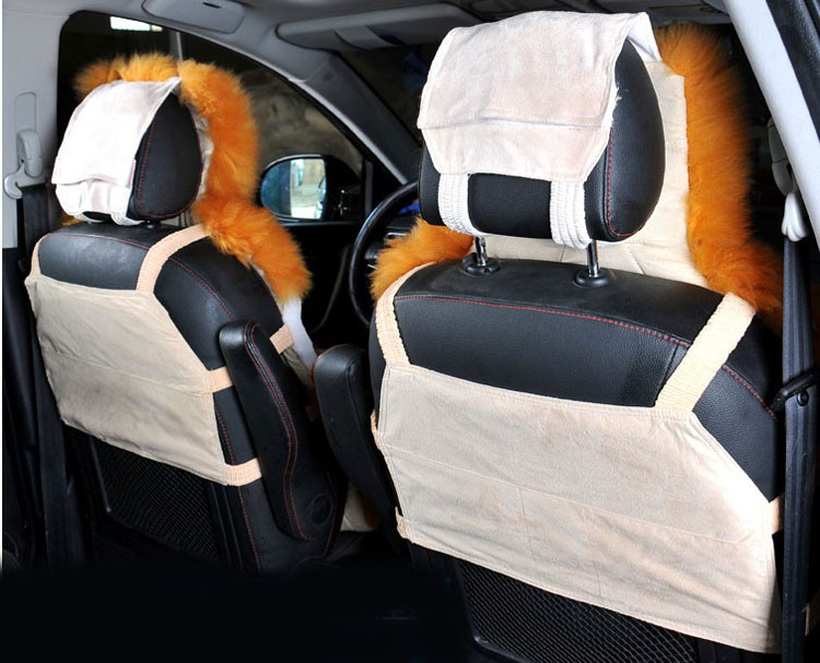 4pcs Australia Wool Car Seat Cover Winter Pulvinis Flower Genuine Fur Cushions Pads Plush Mats