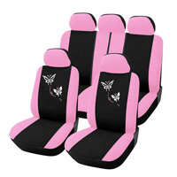 Cute Butterfly Embroidery Universal Car Seat Cover Women Polyester Styling - Pink