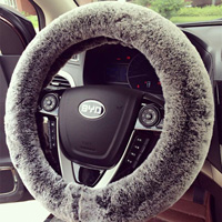 Imitation Rex Rabbit Fur Automobile Steering Wheel Covers Winter Warm Soft Plush 15 Inch