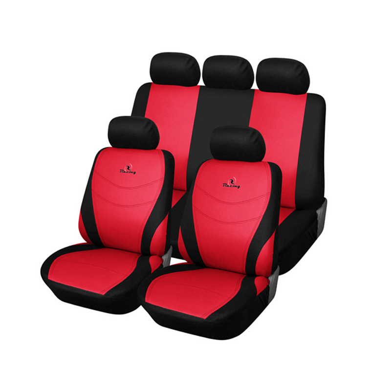 Universal Man 9pcs Polyester Fabric Racing Embroidery Auto Front & Rear Seat Covers