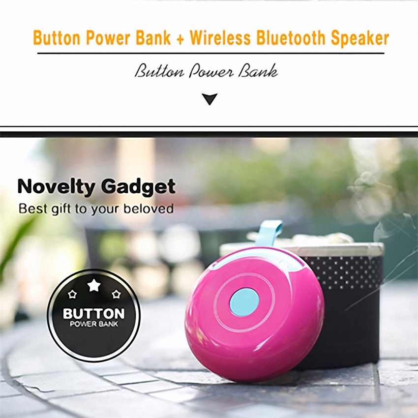 OEM/ODM AF-060B Keychain 3000mAh Power Bank Button Shape Polymer Mini Gift Bluetooth Speaker