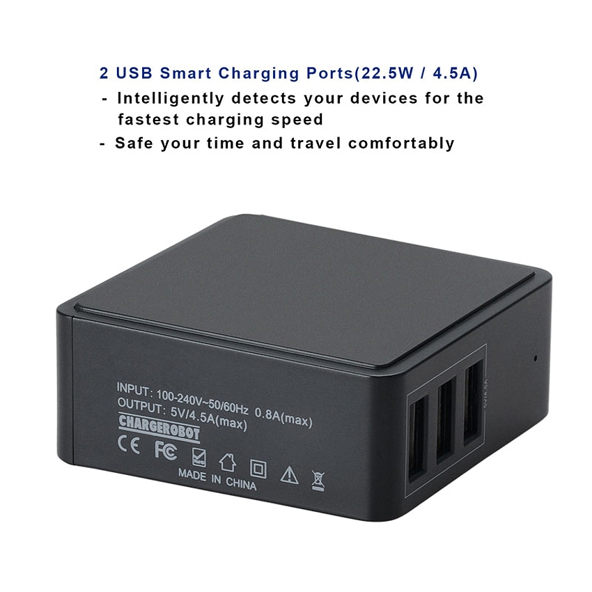 OEM/ODM AF-2505 22.5W 3-USB Adapter Charger For Apple Android Cell Phone Laptop Bluetooth Device
