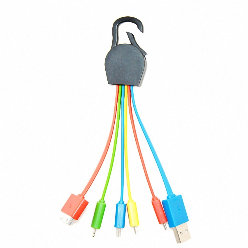 OEM/ODM AF-501 USB Charging Cable for Mobile Phone MFI Keychain 6 in 1 Micro Multi Mini