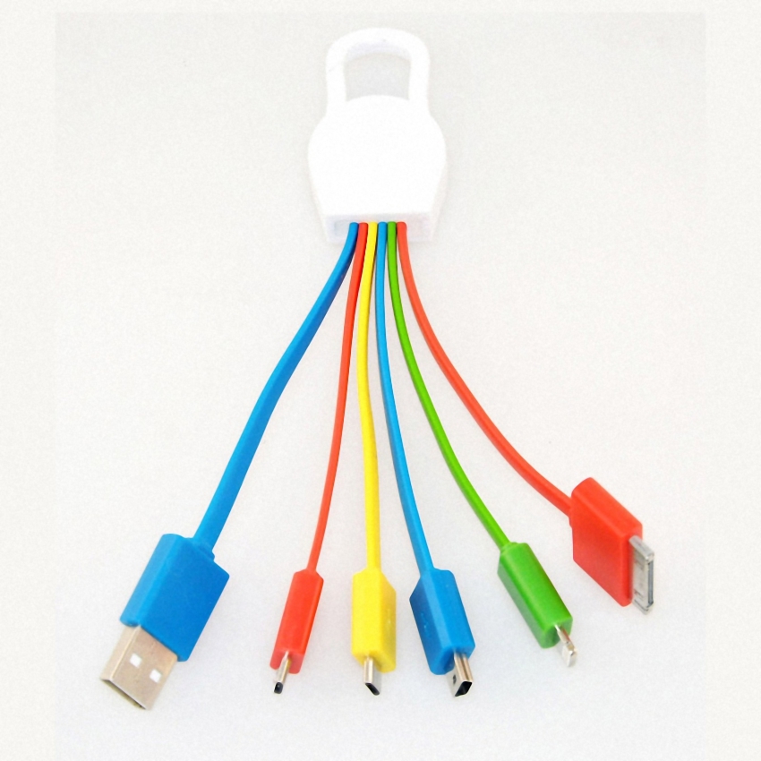 OEM/ODM AF-501 USB Charging Cable for Mobile Phone MFI Keychain 6 in 1 Micro Multi Mini