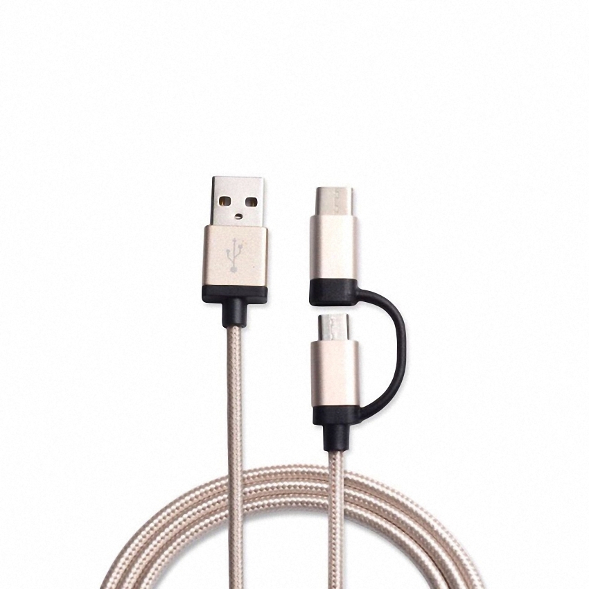 OEM/ODM AF-TC005 USB Type-C 2 In 1 Data Cable USB2.0 Aluminum TPE Charger Cables 100CM